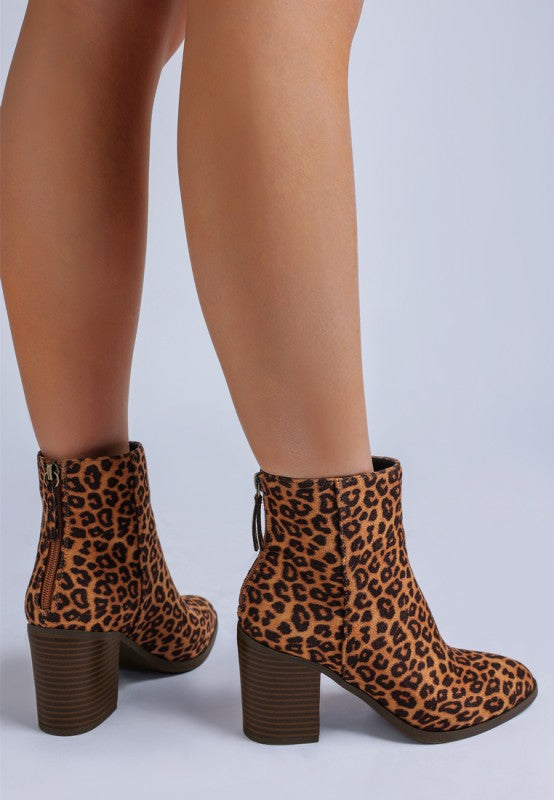 Lunara Leopard Print Block Heel Boots
