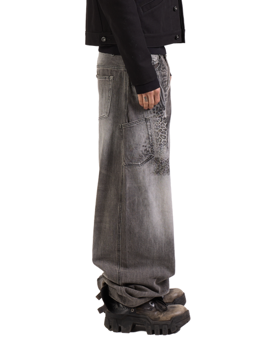 CHEETAH PRINT BOMBER DENIM