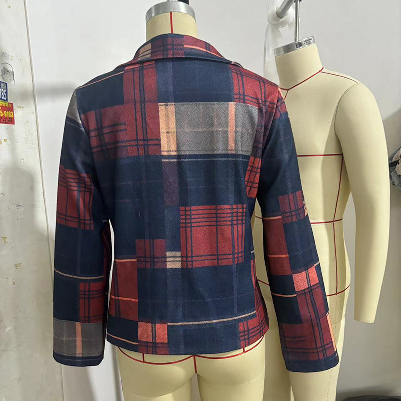 Vintage Stand Collar Blazer with Single-Row Buttons — Tailored Women’s Jacket