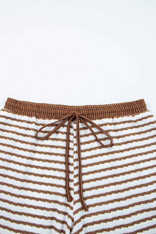 Plus Size Stripe V-Neck Pullover and Drawstring Pants