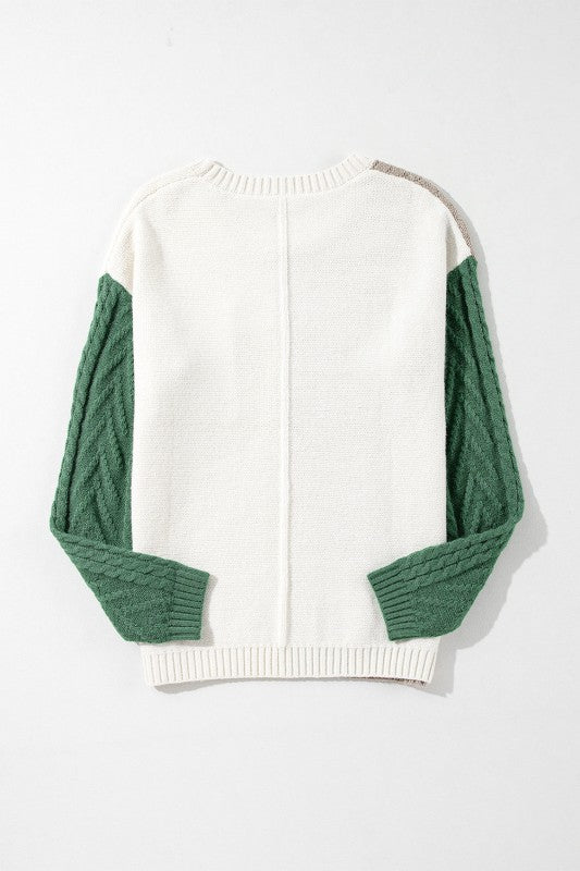 Colorblock Patch Pocket Drop Shoulder Sweater
