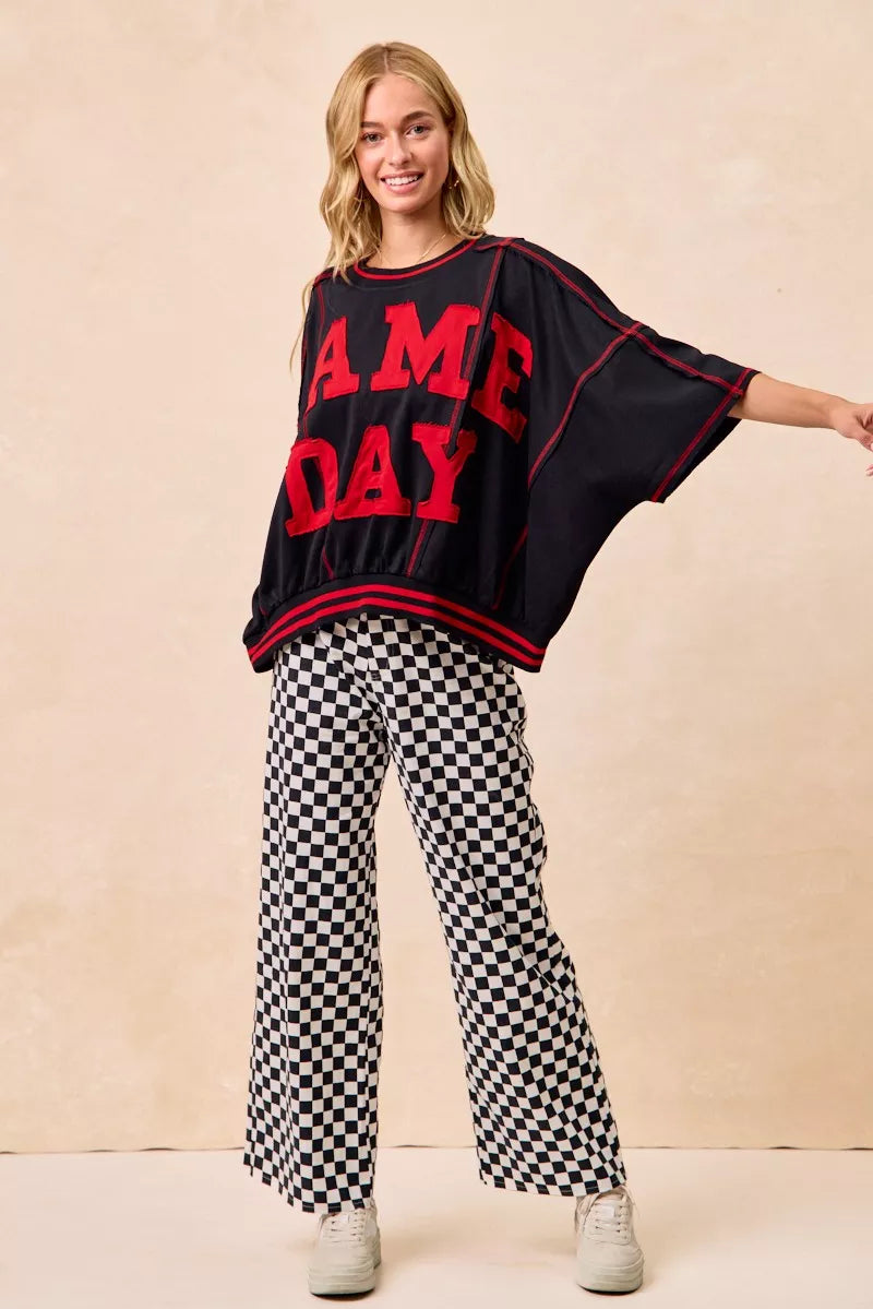 BiBi Gameday Theme Checkered Printed Pants