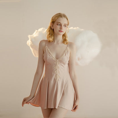 Lace Hem Silky Bridal Lingerie Set - 5 Colors, Sizes S to 5XL