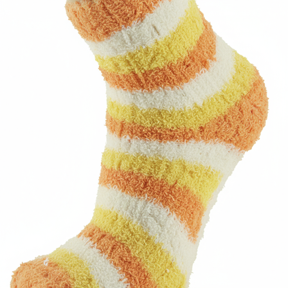 Women's Fuzzy Thermal Socks - 6 Pack Assorted Striped Colors