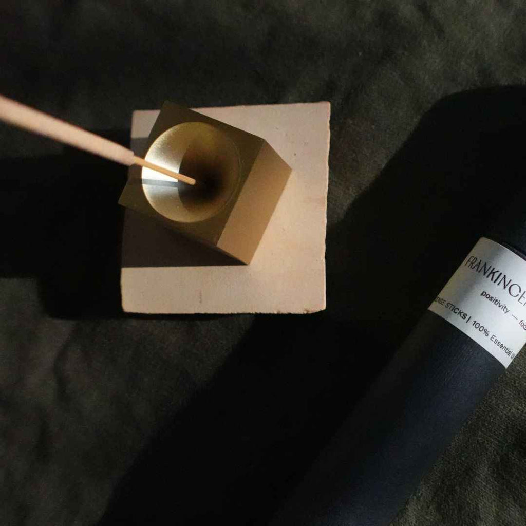 Brass Cube Incense Holder - Minimalist & Stylish Design