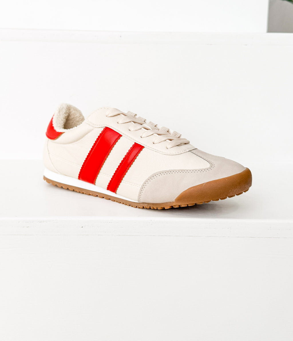 Madrid Sneaker in Beige/Red