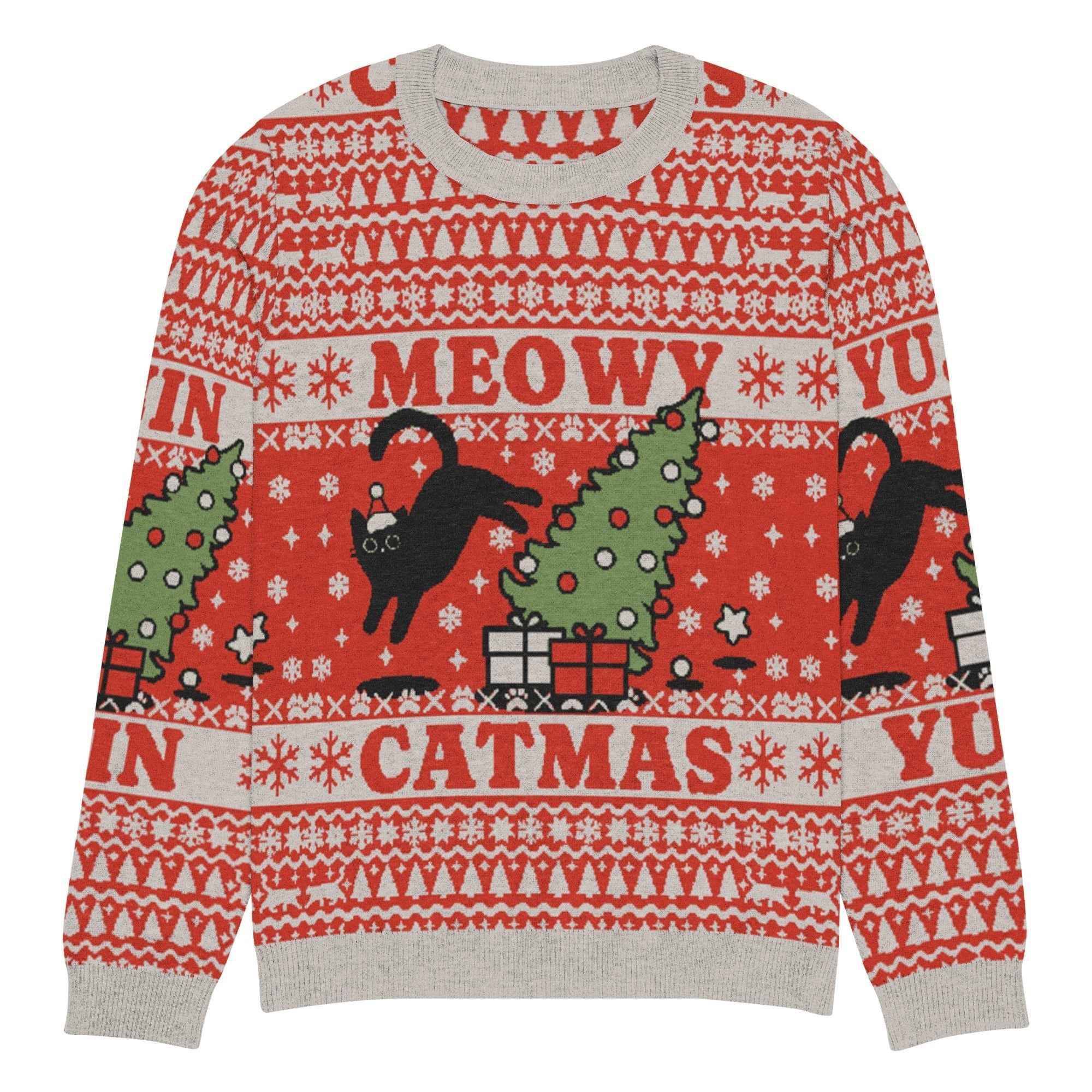 Meowy Catmas Cat Christmas Ugly Sweatshirt