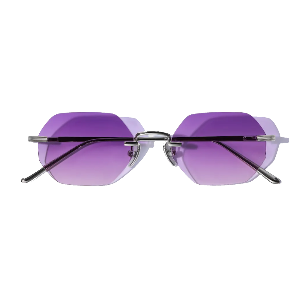 Milan Violette Hexagon Frameless Sunglasses - Lolomo!