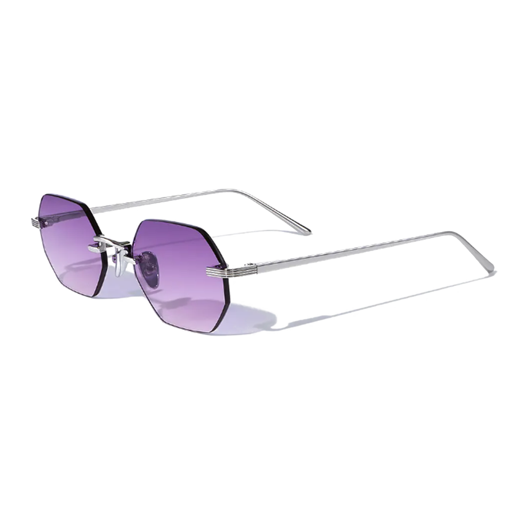 Milan Violette Hexagon Frameless Sunglasses - Lolomo!