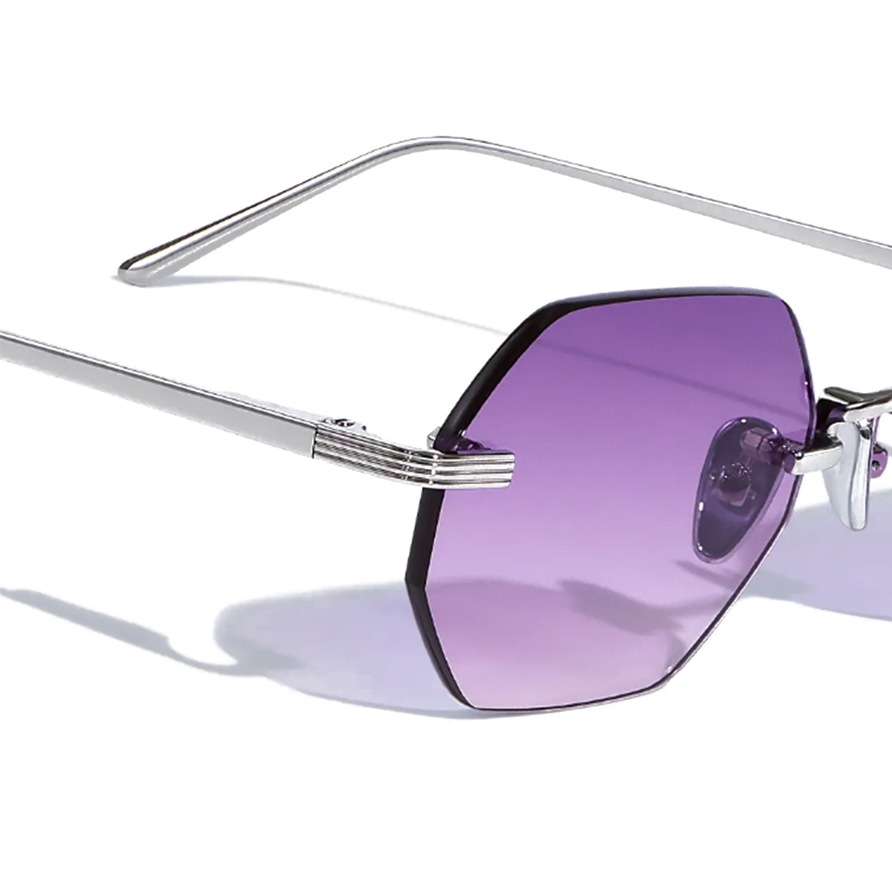 Milan Violette Hexagon Frameless Sunglasses - Lolomo!