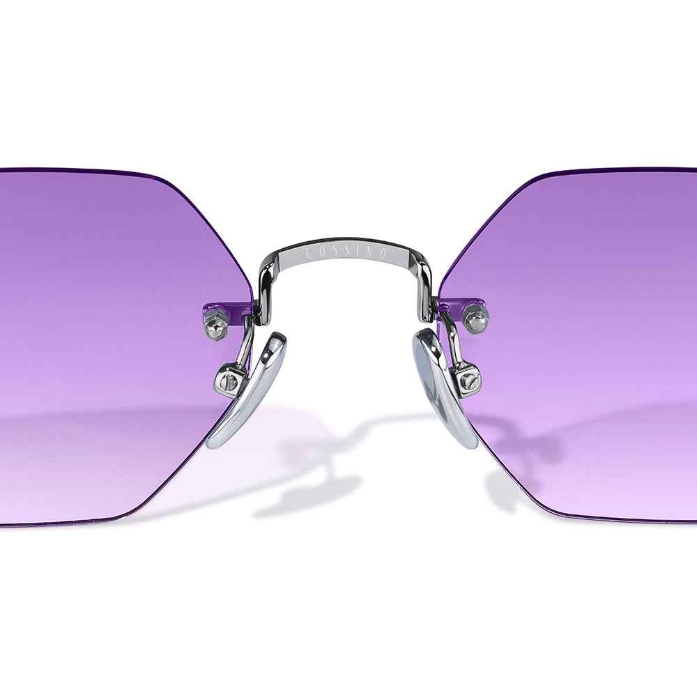 Milan Violette Hexagon Frameless Sunglasses