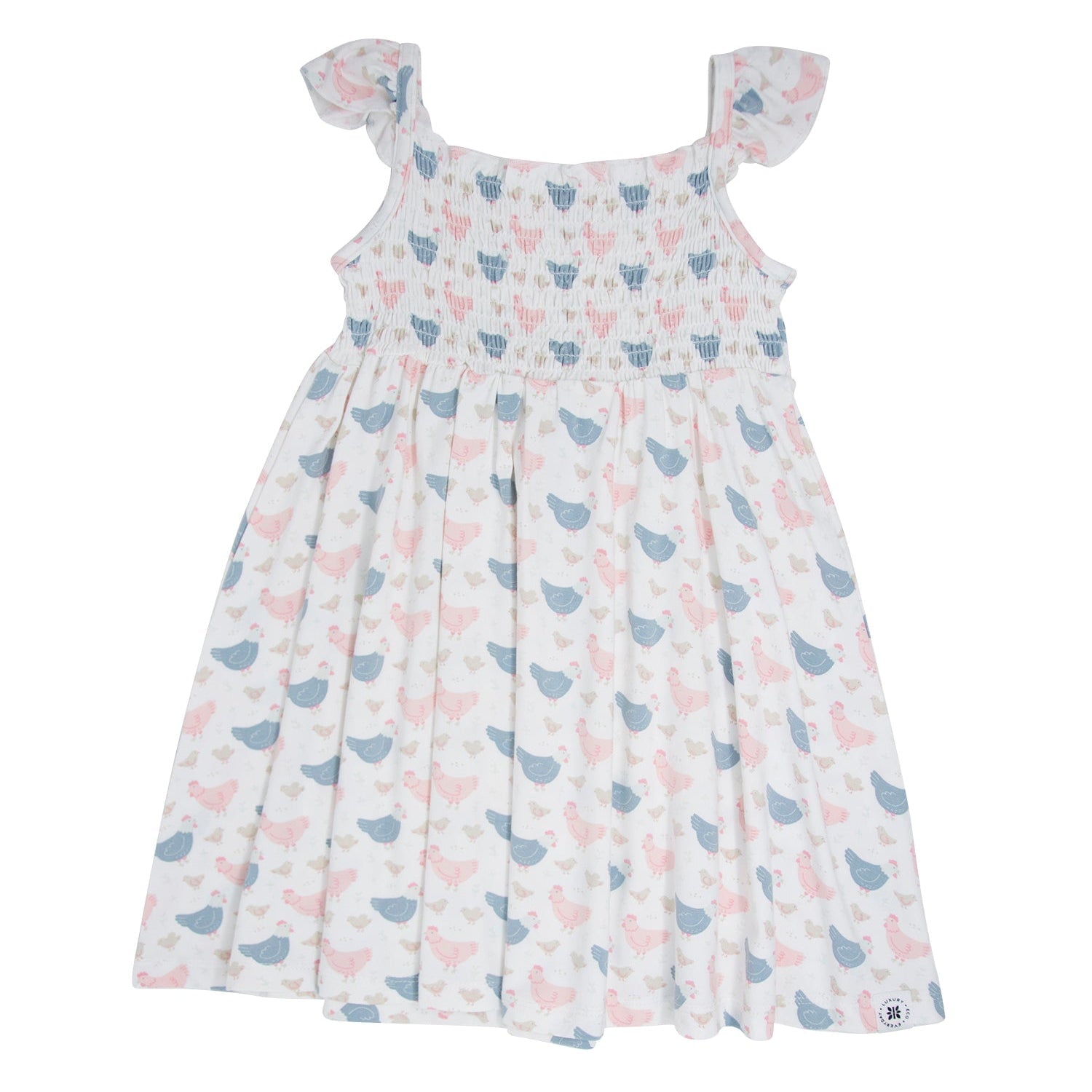 Pink Farm Hens Bamboo Smocked Vintage Dress