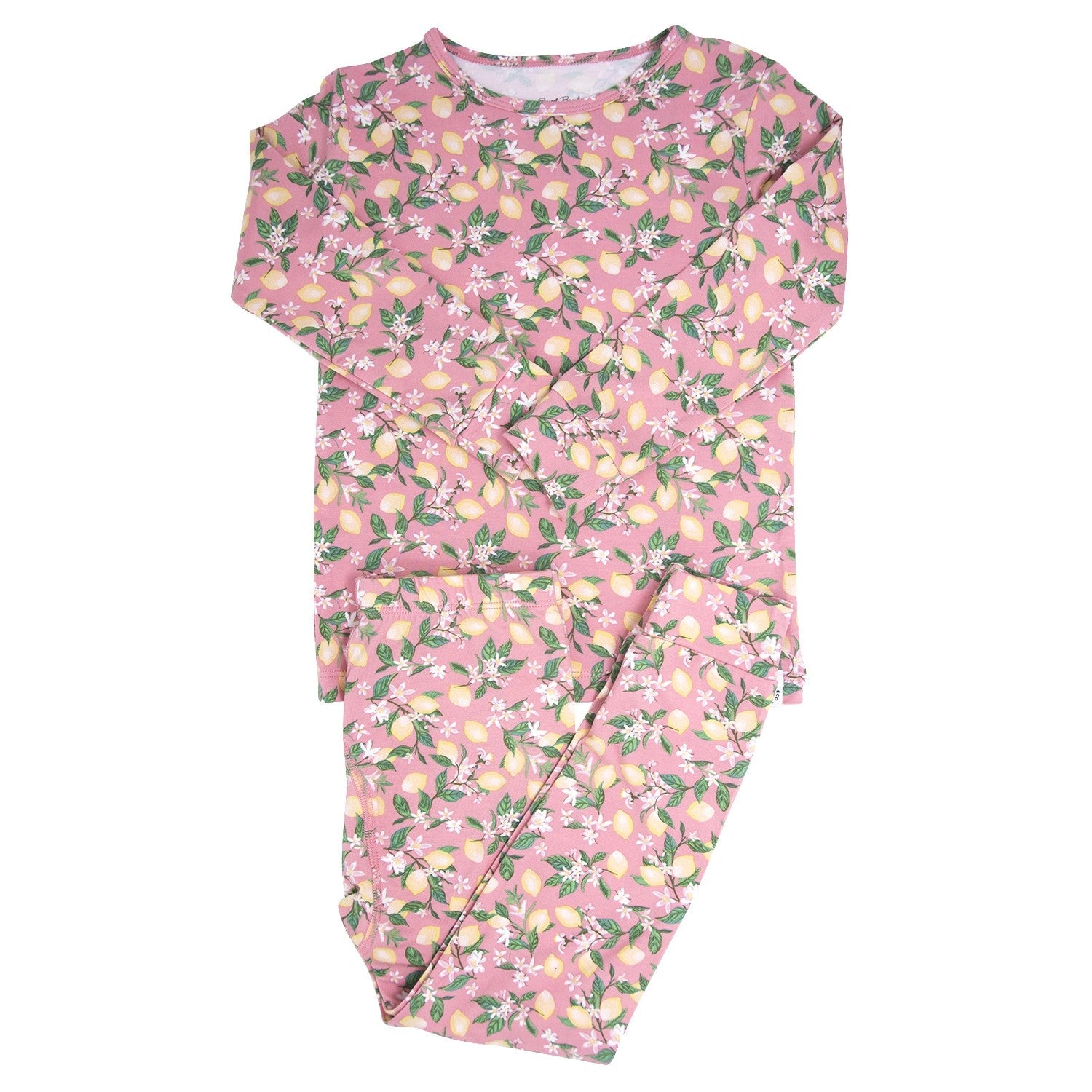 Conjunto de pijama para niño grande con estampado floral de limón rosa