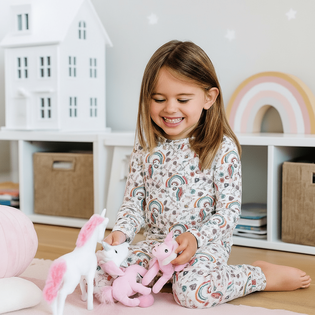 Conjunto de pijama para niños grandes con arcoíris brillante