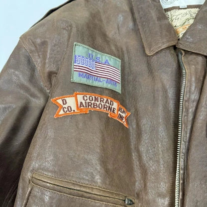 Vintage Deerskin Leather Jacket Men's 3XL Brown Long Sleeve Outdoor Full Zip