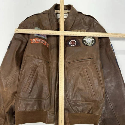 Vintage Deerskin Leather Jacket Men's 3XL Brown Long Sleeve Outdoor Full Zip