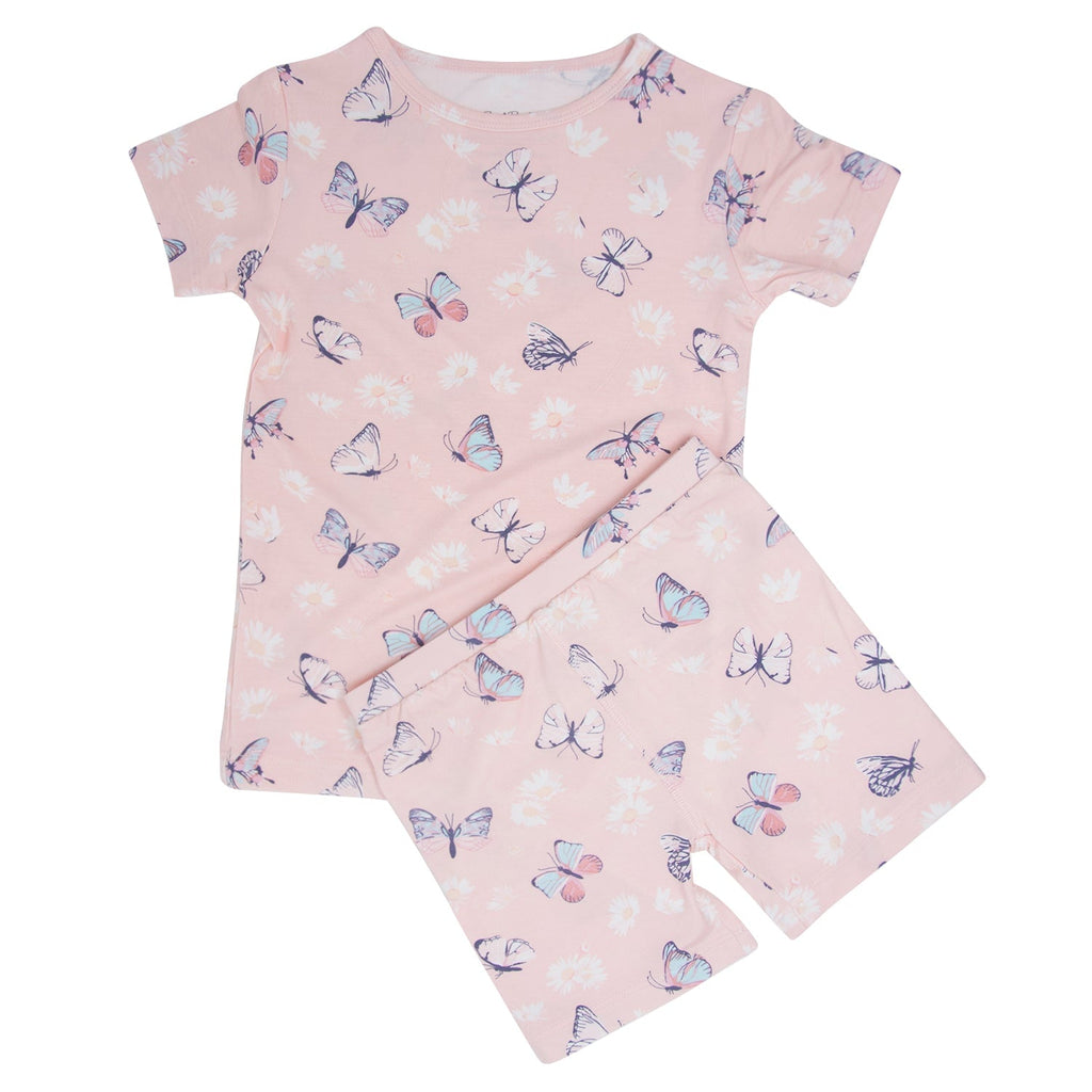 Pink Butterfly Daisy Bamboo Summer Pajama Set