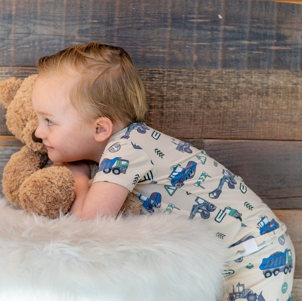 Trucks Diggers Construction  Summer Pajama Set