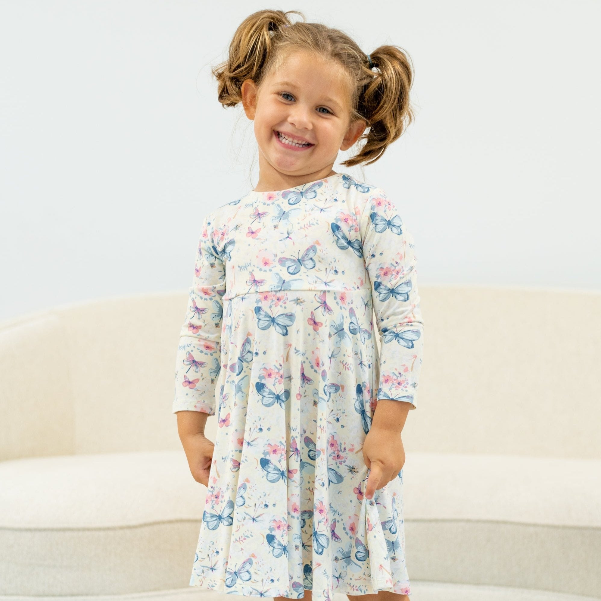 Watercolor Butterfly Swirly Girl Dress