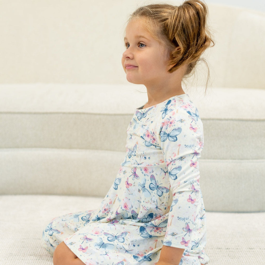 Watercolor Butterfly Swirly Girl Dress