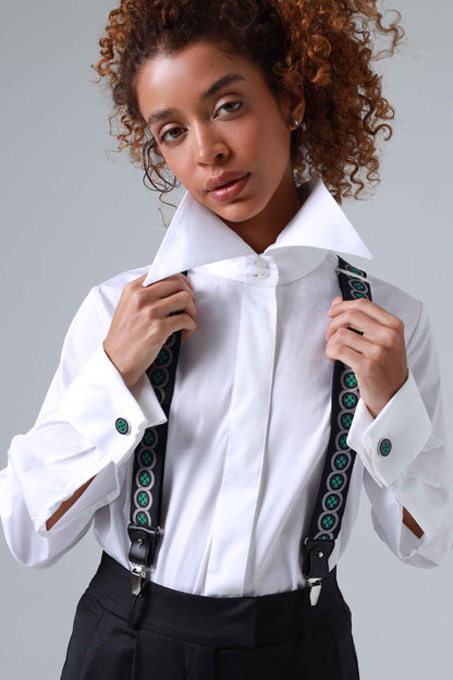 Meadow Green Floral Print Handmade Italian Cufflinks with Clear Resin