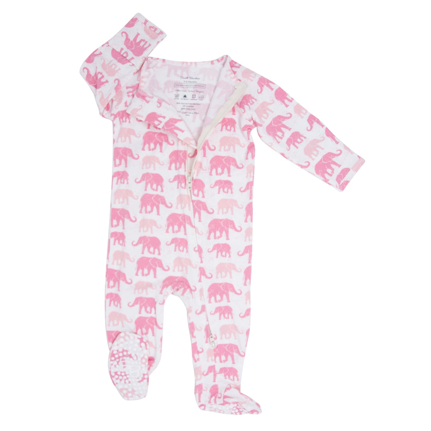 Pink Elephant Zipper Footie